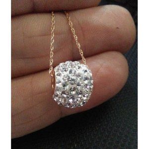 Solid 14K Yellow Gold Crystals Charm Necklace 18"